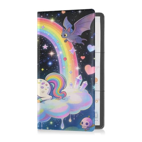GuoChe Pu Leather Registration and Insurance Card Holder Men Women Document Wallet for any Car, Truck, Motorcycle, Trailer or Boat kawaii-style Pastel Goth Cute Creepy Rainbow Fantasy Creature - color: 19
