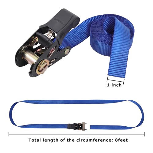 Ayaport Endless Ratchet Strap Ratcheting Tie Down Motorcycle Car Roof Rack Trailer Cargo Straps - size: 1"x8'-2pcs blue
