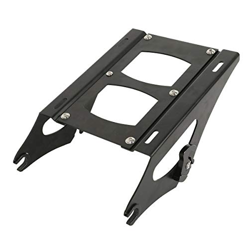 TCMT 13.7" King Motorcycle Trunk Backrest Pad Luggage Rack Two Up Mount Rack Base Plate Fit For Harley 2014-2025 Touring CVO Road King Road Glide Street Glide Electra Glide Pack - color: Style C Black 2 Up Rack#2+Base Plate