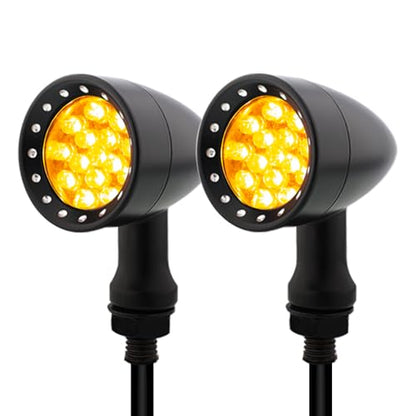 TSUNG Bullet LED Turn Signal Light Motorcycle Front Rear Indicator Small Blinker Universal for Cruiser Chopper Bobber Cafe Racer Street Bike (B-Black-Amber) - color: B-Black-Amber