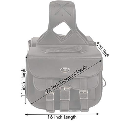 Milwaukee Leather SH67001ZB Black Straight Drop Zip-Off Triple Strap PVC Throw Over Saddlebags - One Size
