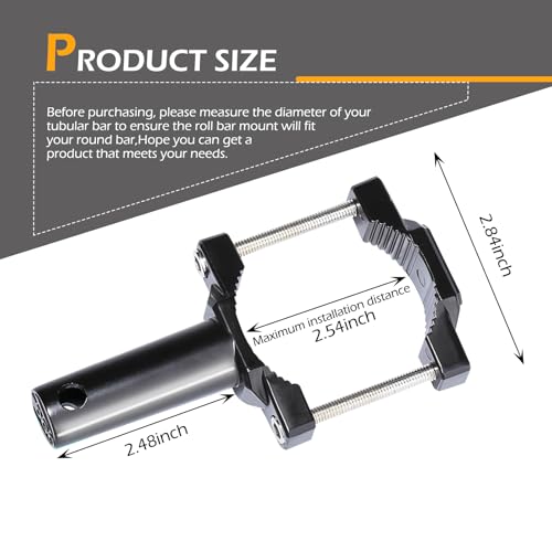 2 PCS Motorcycle Spotlight Mount Brackets, Shock-Absorption Light Bar Mount Bracket, Off Road Light Horizontal Bar Tube Clamp Roof Roll Cage Holder, Suitable for 1" - 2.54" Bar