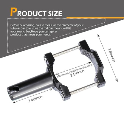 2 PCS Motorcycle Spotlight Mount Brackets, Shock-Absorption Light Bar Mount Bracket, Off Road Light Horizontal Bar Tube Clamp Roof Roll Cage Holder, Suitable for 1" - 2.54" Bar