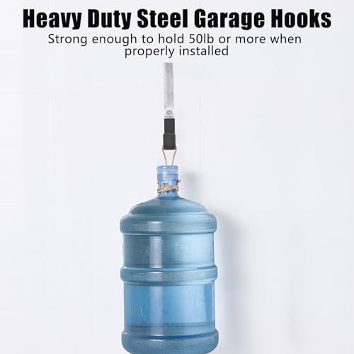 AccEncyc Heavy Duty Garage Hooks, 2Pcs Stainless Steel Wall Mount Hooks, 50lb Weight Capacity, for Garden Hose, Bike, Ladder, Tool Organizer - size: Large