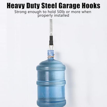AccEncyc Heavy Duty Garage Hooks, 2Pcs Stainless Steel Wall Mount Hooks, 50lb Weight Capacity, for Garden Hose, Bike, Ladder, Tool Organizer - size: Large
