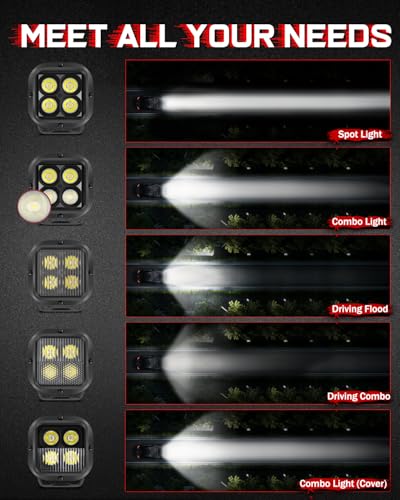 X-Series 3'' Cube CREE LED Pod Lights 2Pcs, 2026 New Spot Flood Combo Beam Offroad Ditch Fog Lights Driving Light Bar for Truck Jeep Pickup ATV UTV Motorcycle