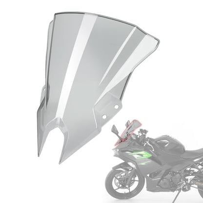 Double Bubble Windshield Windscreen for Kawasaki Ninja 500/500 ABS / 500 SE 2024 2025 Motorcycle Front Fairing Air Deflector Windshield Spoiler (Grey Smoke) - color: Grey Smoke