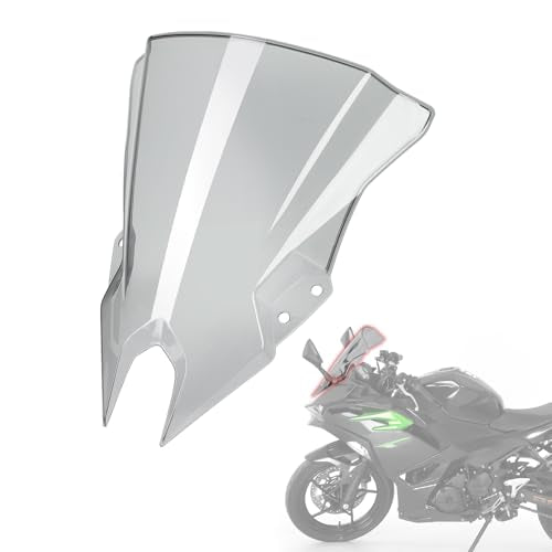 Double Bubble Windshield Windscreen for Kawasaki Ninja 500/500 ABS / 500 SE 2024 2025 Motorcycle Front Fairing Air Deflector Windshield Spoiler (Grey Smoke) - color: Grey Smoke