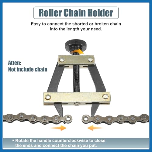 Roller Chain Tools Kit 25-60 Chain Detacher Breaker Cutter Tool Roller Chain Puller Holder Connecting for Bicycle Go Kart Chains Replacement Carbon Steel Black Item Replacement