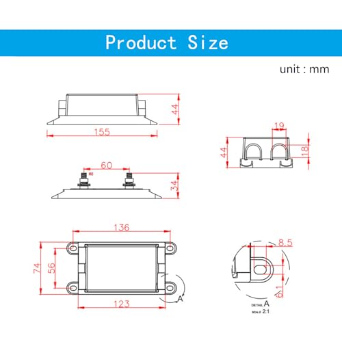 Dual Fuse Holder 2 Way Automotive Heavy Duty ANL Fuse Block Replacement with Clear Insulated Cover for Car Audio System Amplifier Inverter CFH-ANL-TM2 - color: CFH-ANL-TM2