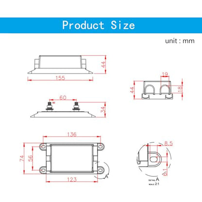 Dual Fuse Holder 2 Way Automotive Heavy Duty ANL Fuse Block Replacement with Clear Insulated Cover for Car Audio System Amplifier Inverter CFH-ANL-TM2 - color: CFH-ANL-TM2