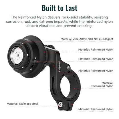 Quick Launch Magnetic Motorcycle Phone Mount QB01&QU01 | Universal Interface, Anti-Vibration Handlebar Bracket, Secure Lock, 360° Blind Installation - style: QB0U1
