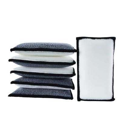 Car Interior Scrubbing Sponge, Microfiber Car Wax Applicator Scrubber Pad, Car Detailing Microfiber Interior Scrub Pad,Washing Sponges for Car, Boat, Wood, Marble and Motorcycle - 6pcs (gray)