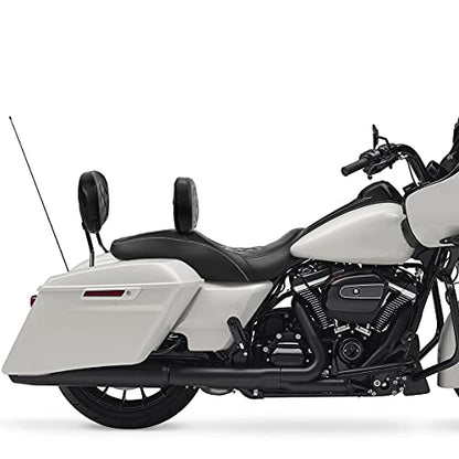 C.C. RIDER Classic Seat Backrest Pad - Driver Sissy Bar fit for Harley Davidson Touring Road King Street Glide Electra Glide Road Glide 2009-2023 - color: Seat + Driver Pad + Passenger Pad Black White