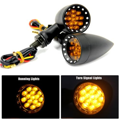 Rich Choices 2pcs Amber CNC Motorcycle Bullet LED Turn Signal Light Blinker Indicator Front Rear Tail Light Compatible with Honda HarleyYamaha Suzuki Kawasaki - color: Amber Light
