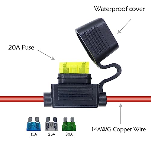 14AWG Battery Alligator Crocodile Clip to Solar Connector Extension Cable,Solar Adapter to Alligator Clips Charging Cable with Switch and Fuse(1.5M)