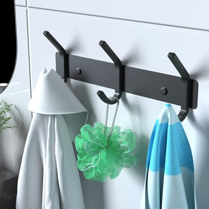VAEHOLD 2PACK Coat Hooks Wall Hook for Hanging Clothes Robes Towels Hats Heavy Duty Coat Hanger Coat Rack Wall Mount with 3 Hooks - Black - color: Black, size: “C“ Shape 3 Hooks 2 Pack