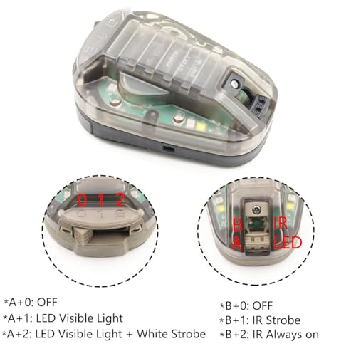 Tactical IR Strobe Helmet Light Military Identification Lights with Visible LED + White Strobe Survival Signal (Black-Green) - color: Black-Green