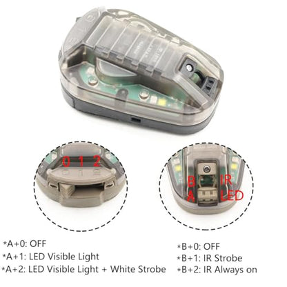 Tactical IR Strobe Helmet Light Military Identification Lights with Visible LED + White Strobe Survival Signal (Black-Green) - color: Black-Green