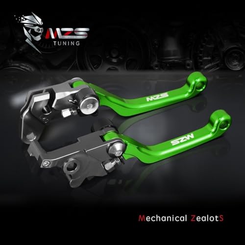 MZS Green Dirt Bike Brake Clutch Levers Pivot Adjustable CNC Compatible with KLX300R 2020 2021 2022 2023 2024 2025 - color: Green, size: KLX300R