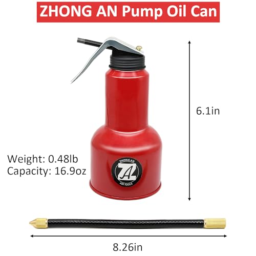 500ML Metal High Pressure Feed Oil Spray Gun Bottle Oil Can with Detachable Metal Straight & Flexible Spout - color: Red