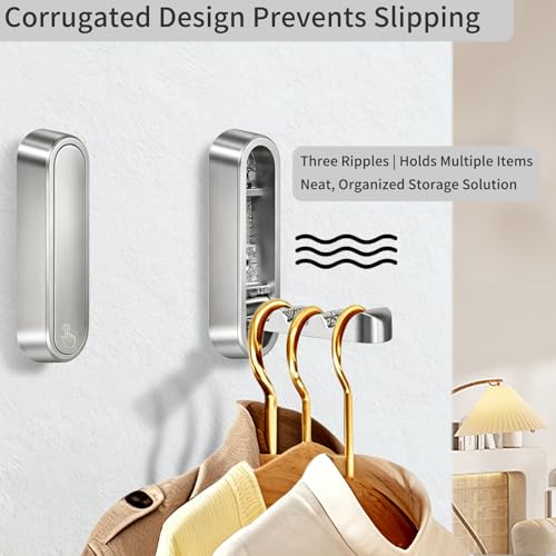 2PCS Foldable Wall Hooks, Flip Down Design with 40 lbs Heavy-Duty Capacity, Retractable Wall Hooks for Bathroom, Bedroom & Entryway Space Saving (Silver) - color: Silver, size: 2 Hooks