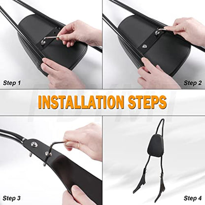 PBYMT Black Detachable Passenger Sissy Bar Backrest Pad Compatible for Harley Davidson Sportster XL1200 XL883 2004-2024