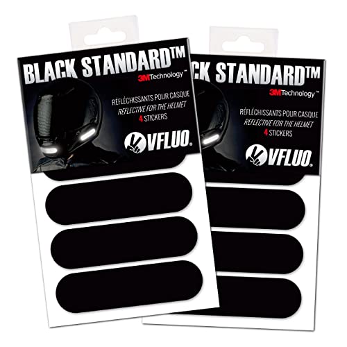 VFLUO - Kit 4 Retro Reflective Stripes Stickers for Mortorcyle Helmet - Stickers Approved to FR Dimension - High Visibility, 3M™ Technology - Discreet and design - Maximum Grip - color: Black, size: 2