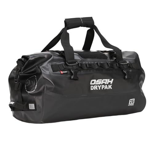 Waterproof Duffel Bag - Motorcycle Dry Bag 25L Tail Bag with Large Storage Space, Waterproof Duffle Bags with Outer Mesh Zipper Pocket for Camping, Kayaking, Fishing & Traveling-Black - color: Black, size: 25L