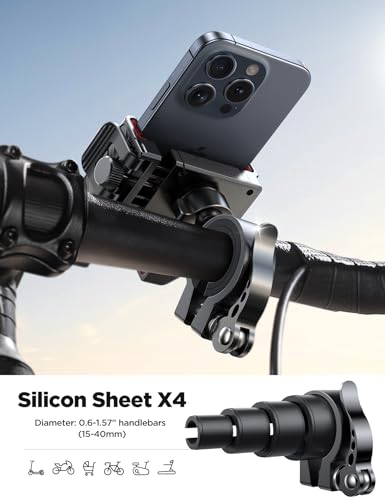 JOYROOM Motorcycle Bike Phone Mount Holder - Bicycle Handlebar Cell Phone Holder - Stroller Scooter Phone Clip for iPhone Samsung Galaxy 4.7''-7'' Smartphones - color: Red