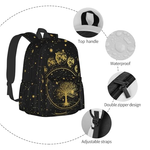Tree Sun and Moon Phase Backpack Bookbag Laptop Backpacks Multipurpose Daypack for Boys Girls School Men Women Travel Hiking - color: Tree Moon Phase