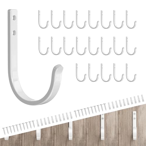 Wall Hooks for Hanging Towel/Coat - 22LB Screw in Metal Hanger Wall Mount, for Outdoor, Closet, Door, Bathrooms, for Backpack, Robe, White 20 Pack - color: White, size: 20 Pack