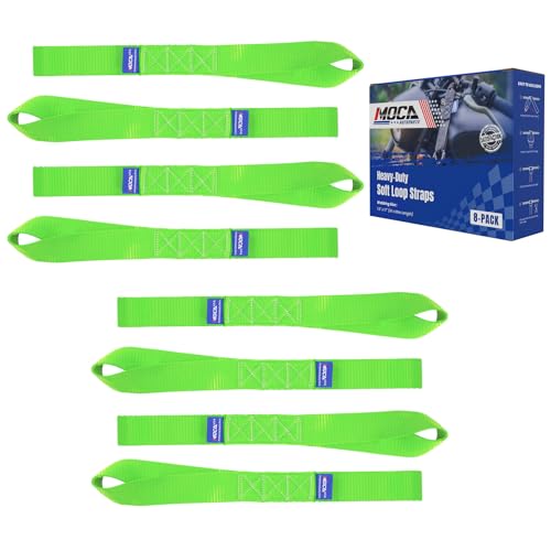 MOCA 8-Pack Soft Loop Tie Down Straps 12000 Lbs Breaking Strength 1.6 x 17 inches, Heavy Duty Tie Down Loops for Secure Trailering of Kayak, Motorcycles, ATV, UTV (8 Pieces, Green) - color: Green, size: 8-PACK