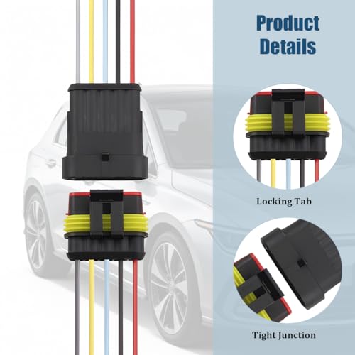 5PCS 5 Pin Car Electrical Wire Connector, Waterproof Male and Female Vehicle Terminal Wire Connectors Plug, Automotive Wire Plug Socket Kit, Universal for Sedan Truck Motorcycle - size: 5 Pin