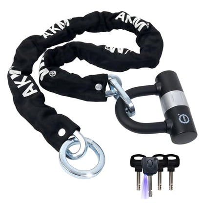 AKM Bike Lock Chain Lock 120cm/4ft Heavy Duty Durable 10mm Thick Ring Anti-Theft Bicycle Chain Lock with 4Keys Security 16mm U Lock Disc Lock for Bicycle,Moped,Scooter,Motorcycle - size: 4ft/120cm x 10mm Diameter Chain with Lock