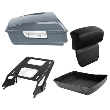 TCT-MOTORPARTS Gunship Gray Chopped Trunk Backrest Mount Bracket Fit for Harley Touring CVO Street Road Glide 2018 2019 2014-2024 - color: Fit for Gunship Gray #2
