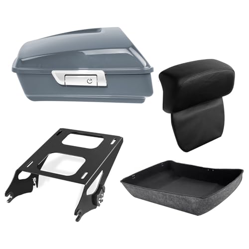 TCT-MOTORPARTS Gunship Gray Chopped Trunk Backrest Mount Bracket Fit for Harley Touring CVO Street Road Glide 2018 2019 2014-2024 - color: Fit for Gunship Gray #2
