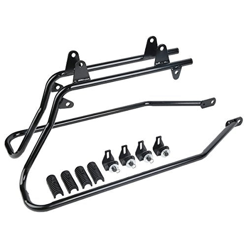 SLMOTO Saddlebags Saddle Bag & Chrome Conversion Bracket For Harley Softail Fatboy FLST Harley-Davidson Softail CVO Convertible FLSTSE3 - color: Red + Black Conversion Brackets