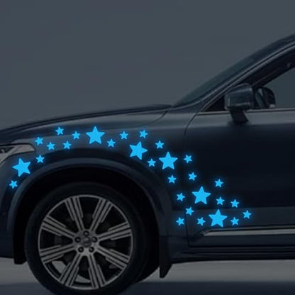 30pcs Star Vinyl Decal for Cars, High Intensity Reflective DIY Stickers for Window Bumper Mirror Laptop Decals Waterproof Night Safety Sign Car Stickers (Blue) - color: Blue
