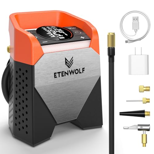 ETENWOLF Zephyr S5 Heavy-Duty Tire Inflator Portable Air Compressor, 160PSI &15600mAh Cordless Air Pump with LED Light for Car Tires, Bike, Motorcycle, Balls, Pickups (Vivid Orange)