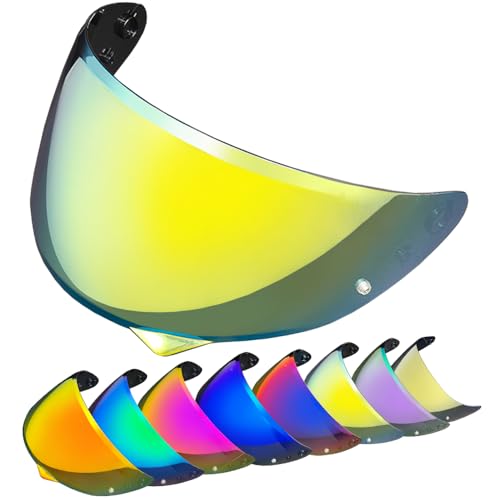 HJ-34P Helmet Visor Replacement for HJC C10.Motorcycle Helmet Shield UV Protection Compatible with HJC C10 (Revo Deep Gold) - color: Revo Deep Gold