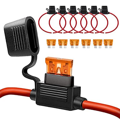 10 AWG Inline Fuse Holder - 12 Volts Fuse Holder for 40A Blade Fuse (6 Pack) - size: 10 AWG