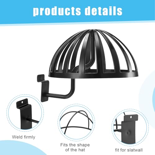 Suzile 6 Pcs Hat Stand for Slatwall Displayer Plastic Hat Rack Wall Mount Wig Rack Stand Holder for Wig Home Display Multiple(Black)