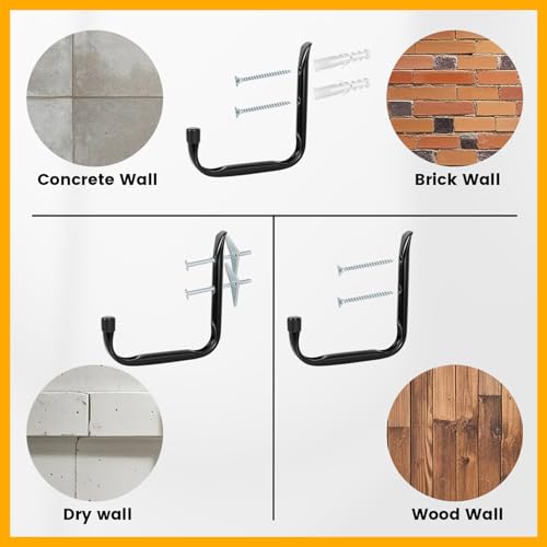 GURADESIGN 8-Pack Heavy Duty Garage Hook for Hanging 50 lbs, J Utility Hooks for Garage, Metal Wall Hooks Heavy Duty, Garage Hook for Hanging, Black | Heavy Duty - style: 3.5-Inch