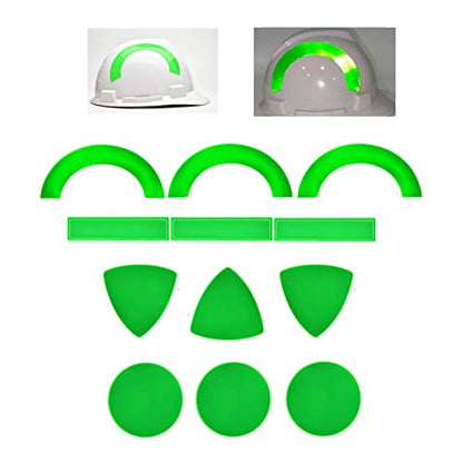 Customizable Reflective Helmet Strips - Reflective Tape Stickers for Hardhats Safety - Waterproof High Visibility Stickers (12pc) - color: Green Mix