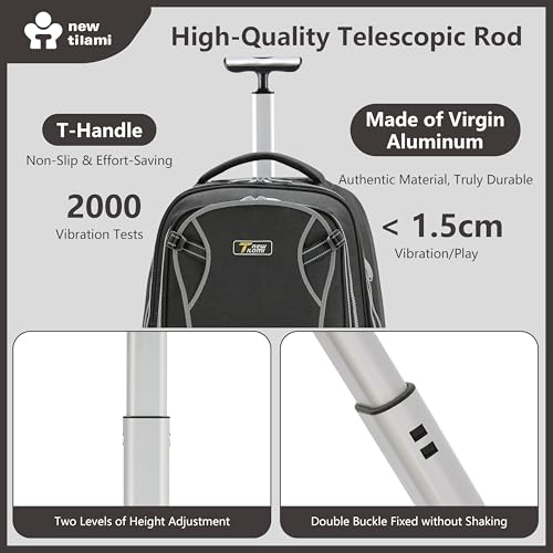 NEW TILAMI 20" Rolling Backpack for Teens Adults, Climbing Stairs Waterproof Backpack with Wheels for School Business Trave Camping with Laptop Compartment, Fit 17 Inch Laptop, Black - color: Black