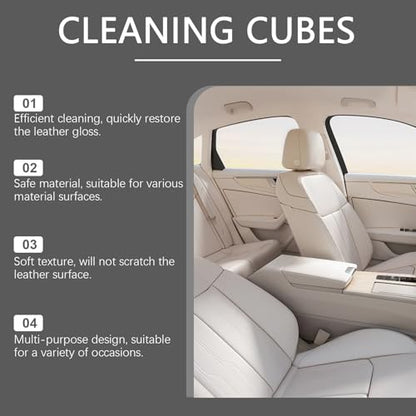 Car Interior Cleaning Sponge for Leather: 6PCS Microfiber Detailing Sponges - for Car Seats, Leather, Auto Interior Cleaning Kit for Tesla and All Vehicles