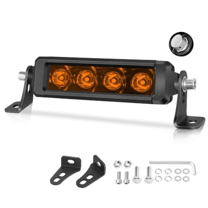 OFFROADTOWN 6 Inch Amber LED Light Bar 160W 3D Spot Slim Single Row Light Bar Off Road Driving Lighting Ultra Slim Waterproof Amber Fog Chase Lights for Truck Pickup UTV ATV SUV Boat Motorcycle - color: Amber