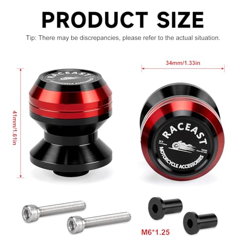 M6 Swing Arm Spool Sliders Universal CNC 6MM Rear Swingarm Sliders Stand Compatible With R7 YZF R1 R3 R6 R6S YZF600R FZ1 FZ6 FZ6R FZ8 FJ09 FZ09 FZ10 MT09 MT10 (Red - M6) - color: Red - M6