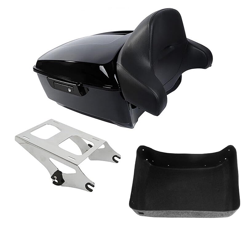 TCMT Black Latches King Motorcycle Trunk Wrap Around Backrest Mounting Rack Kit Fit For Harley 2014-2025 Touring CVO Road King Road Glide Street Glide Electra Glide Pack - color: Style B Chrome 2 Up Rack#1